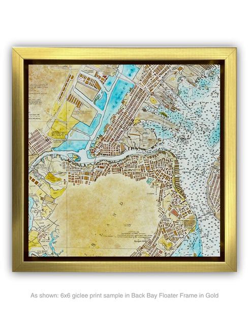 New York Harbor Nautical Chart | Framed Giclee Print on Canvas